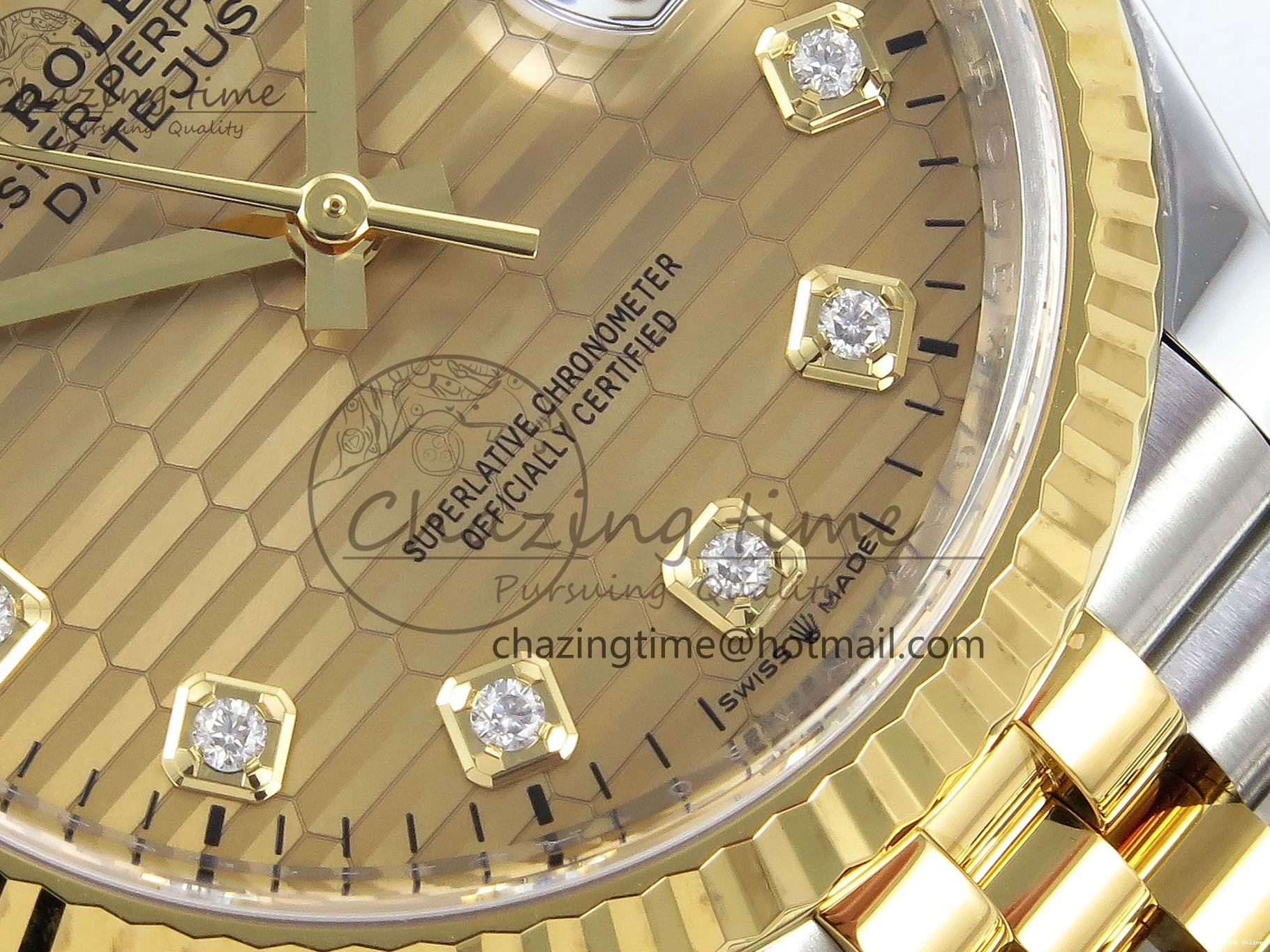 0418 Effortless DateJust 36 126233 Clean 1:1 Best Edition 904L Steel YG Textured Diamonds Dial on SS YG Jubilee Bracelet VR 1500